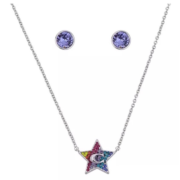Coach Swarovski Crystal Star Necklace and Earrings Set NIB - Picture 1 of 2